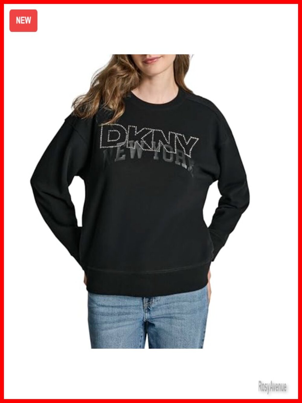 DKNY Womens Long Sleeve Crew Neck Sweatshirt Pullover